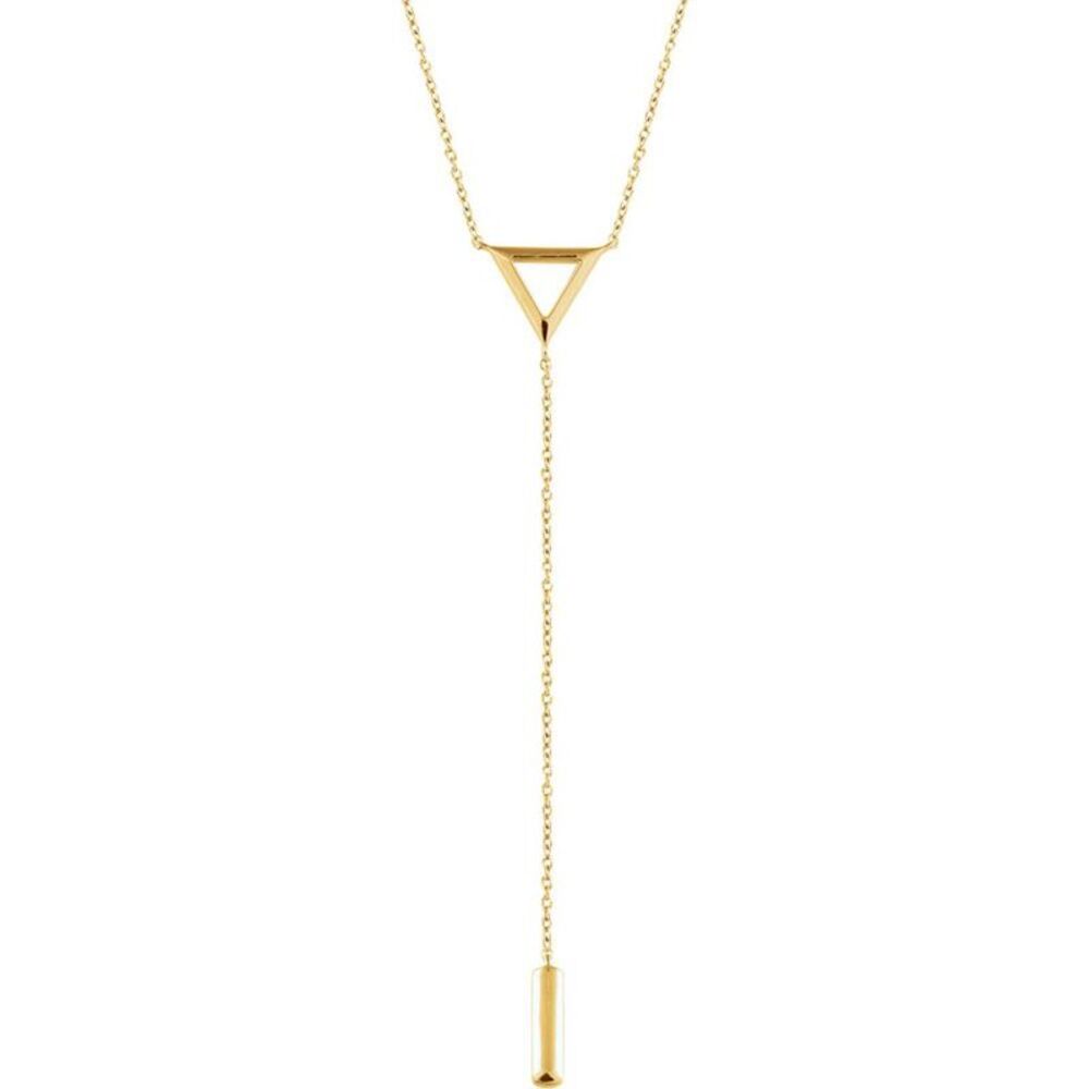 14k Yellow Gold Triangle and Bar Y-Drop Necklace, 16-18 Inch